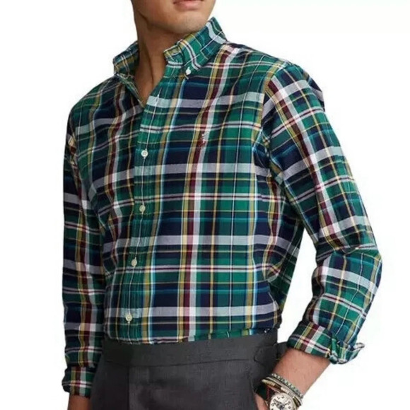 Ralph Lauren Other - Ralph Lauren Large Classic Fit Cotton Oxford Plaid Button Down Shirt Blue Green